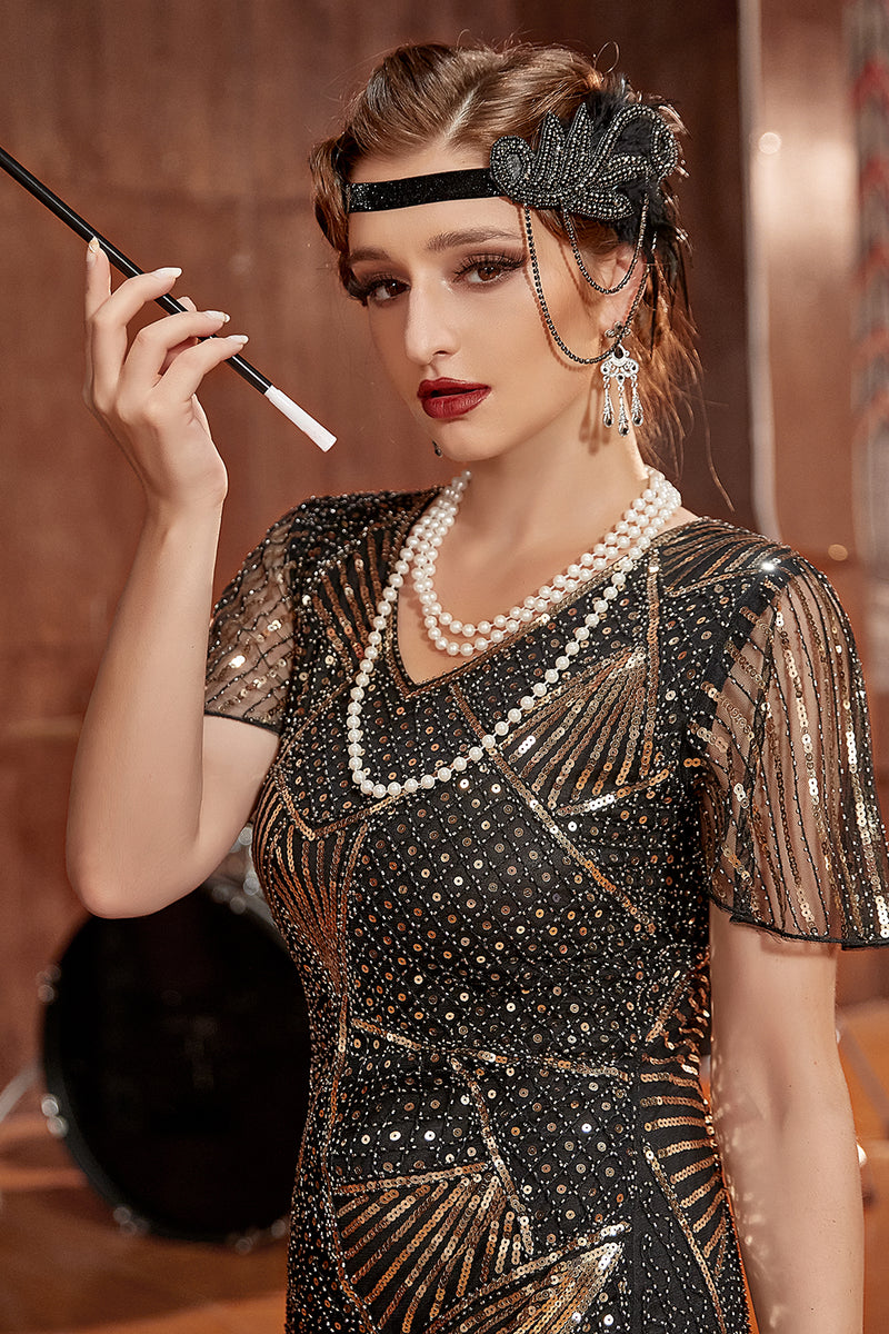 Carica l&#39;immagine nel visualizzatore di Gallery, Set di accessori Flapper Black del 1920