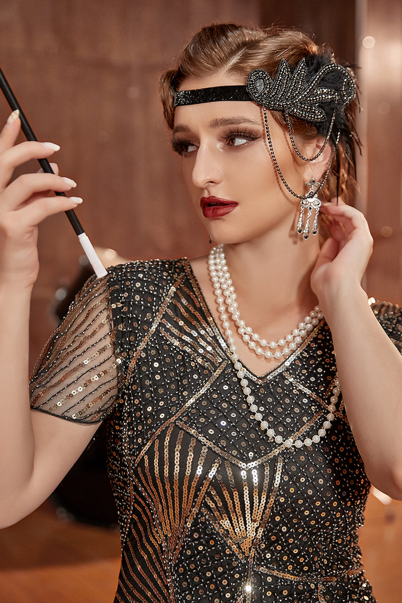 Carica l&#39;immagine nel visualizzatore di Gallery, Set di accessori Flapper Black del 1920