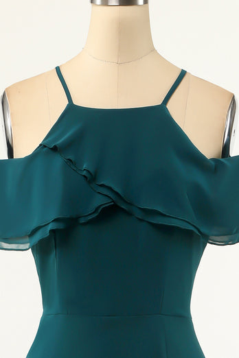 Abito da ballo a spalla fredda verde