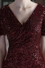 Carica l&#39;immagine nel visualizzatore di Gallery, Abito formale di paillettes Midi bordeaux