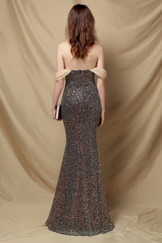 Abito da ballo con paillettes off shoulder mermaid
