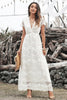 Carica l&#39;immagine nel visualizzatore di Gallery, Abito da sposa in pizzo bianco con scollo a V