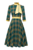 Carica l&#39;immagine nel visualizzatore di Gallery, Abito verde plaid vintage Abito anni &#39;50 con bowknot