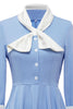 Carica l&#39;immagine nel visualizzatore di Gallery, Blue Button Abito vintage anni &#39;50 con Bowknot