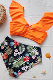 Bikini floreale arancione Plus Size