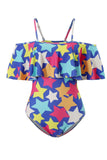 Blue Star Stampato Costume Intero Costumi Da Bagno