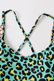 Costumi da bagno monopemo stampati Leopard verde Plus Size