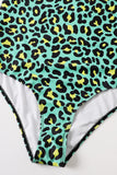Costumi da bagno monopemo stampati Leopard verde Plus Size