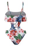 Costumi da bagno floreali Lace Up One Piece