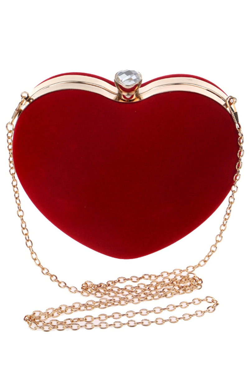 Carica l&#39;immagine nel visualizzatore di Gallery, Borsa a cuore in velluto rosso