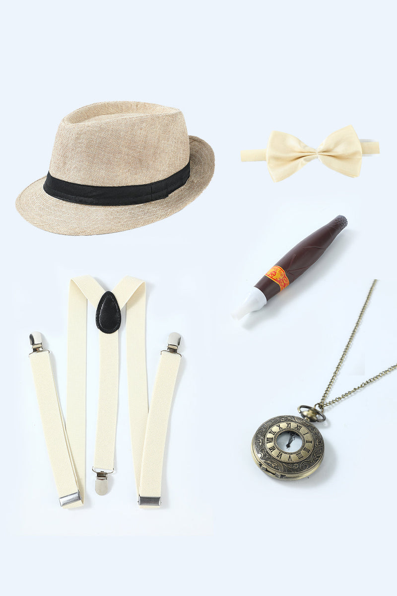 Carica l&#39;immagine nel visualizzatore di Gallery, Khaki 1920s Set di accessori per uomo