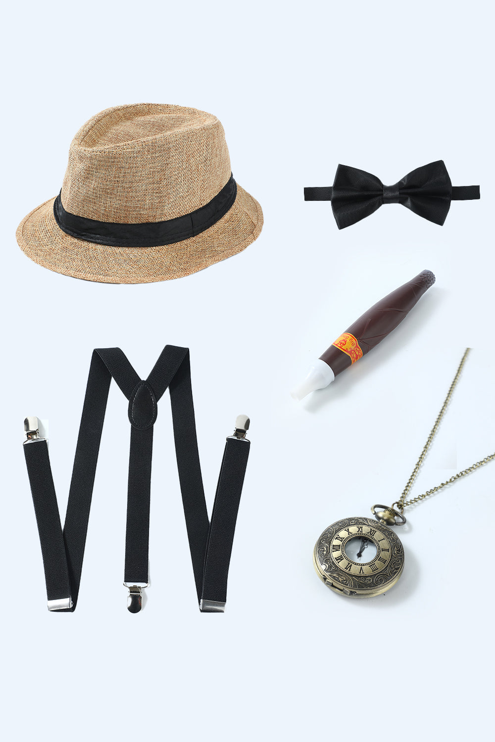 Khaki 1920s Set di accessori per uomo