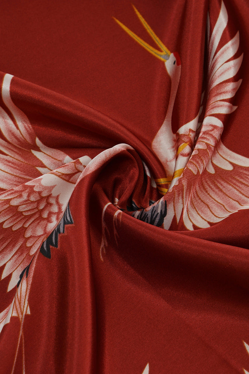 Carica l&#39;immagine nel visualizzatore di Gallery, Gru Bordeaux abito da sposa stampato