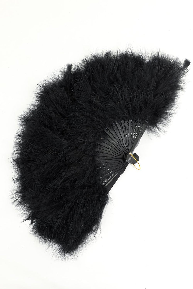 Carica l&#39;immagine nel visualizzatore di Gallery, Gatsby Black Feather Folding Fan