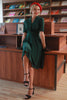 Carica l&#39;immagine nel visualizzatore di Gallery, Abito vintage verde scuro del 1950 con maniche