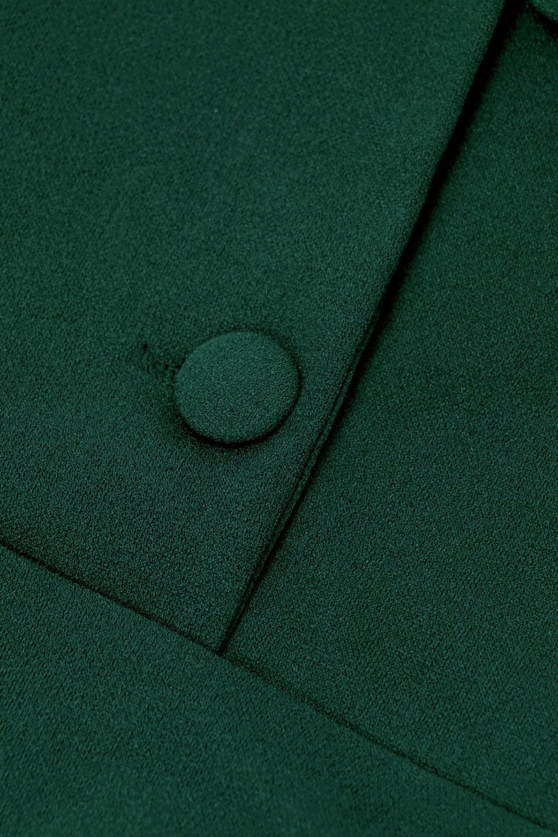 Carica l&#39;immagine nel visualizzatore di Gallery, Abito a maniche corte verde scuro Vintage anni 50