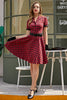 Carica l&#39;immagine nel visualizzatore di Gallery, 1950 plaid rosso swing abito d&#39;epoca