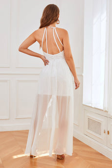 Bianco Open Back Pizzo Bridesmaid Party Dress