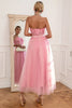 Carica l&#39;immagine nel visualizzatore di Gallery, Splendido abito da ballo rosa senza spalline con applicazioni