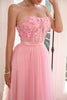Carica l&#39;immagine nel visualizzatore di Gallery, Splendido abito da ballo rosa senza spalline con applicazioni