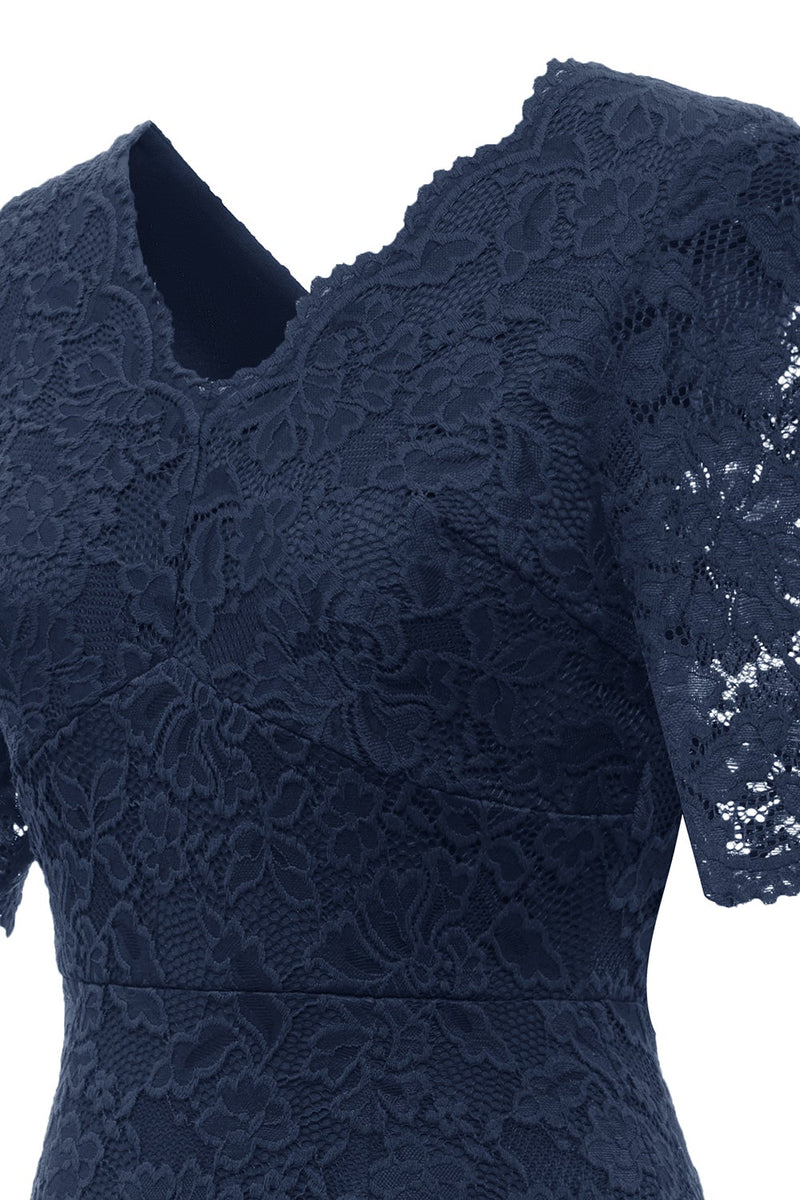Carica l&#39;immagine nel visualizzatore di Gallery, Abito da festa in pizzo Bodycon Bordeaux con maniche