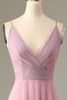 Carica l&#39;immagine nel visualizzatore di Gallery, A Line Spaghetti Straps Grigio Rosa Abito da Damigella d&#39;Onore