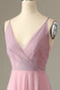 Carica l&#39;immagine nel visualizzatore di Gallery, A Line Spaghetti Straps Grigio Rosa Abito da Damigella d&#39;Onore