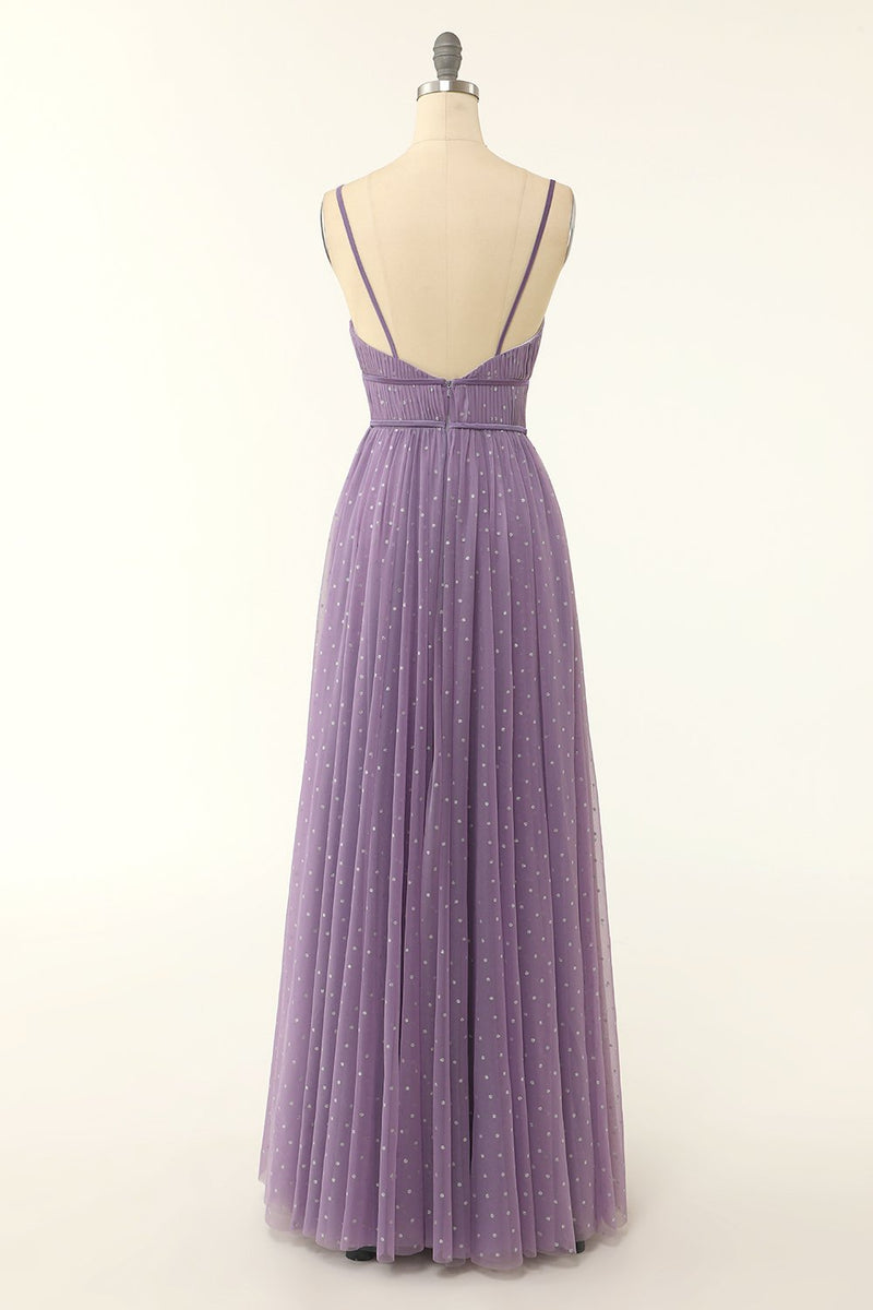 Carica l&#39;immagine nel visualizzatore di Gallery, A Line Spaghetti Straps Abito da damigella d&#39;onore con volant