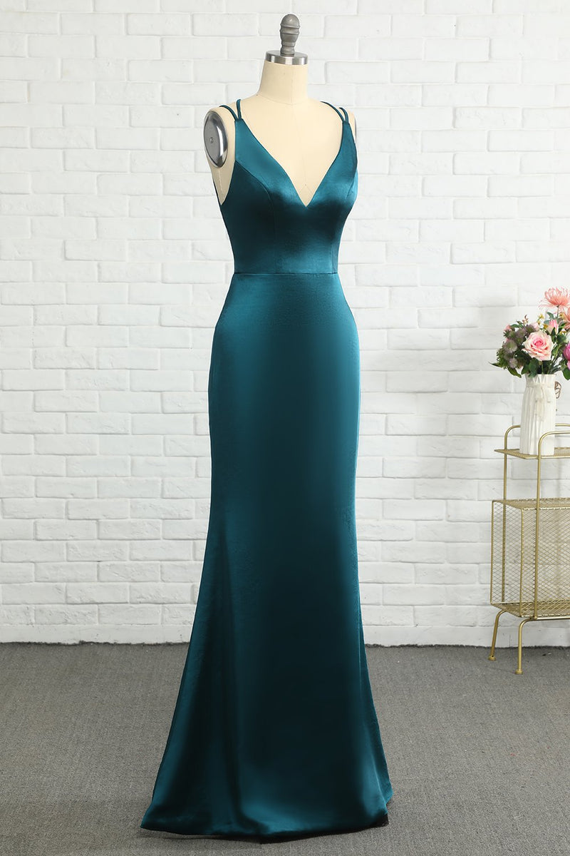 Carica l&#39;immagine nel visualizzatore di Gallery, Peacock Blue Mermaid Backless Long Prom Dress