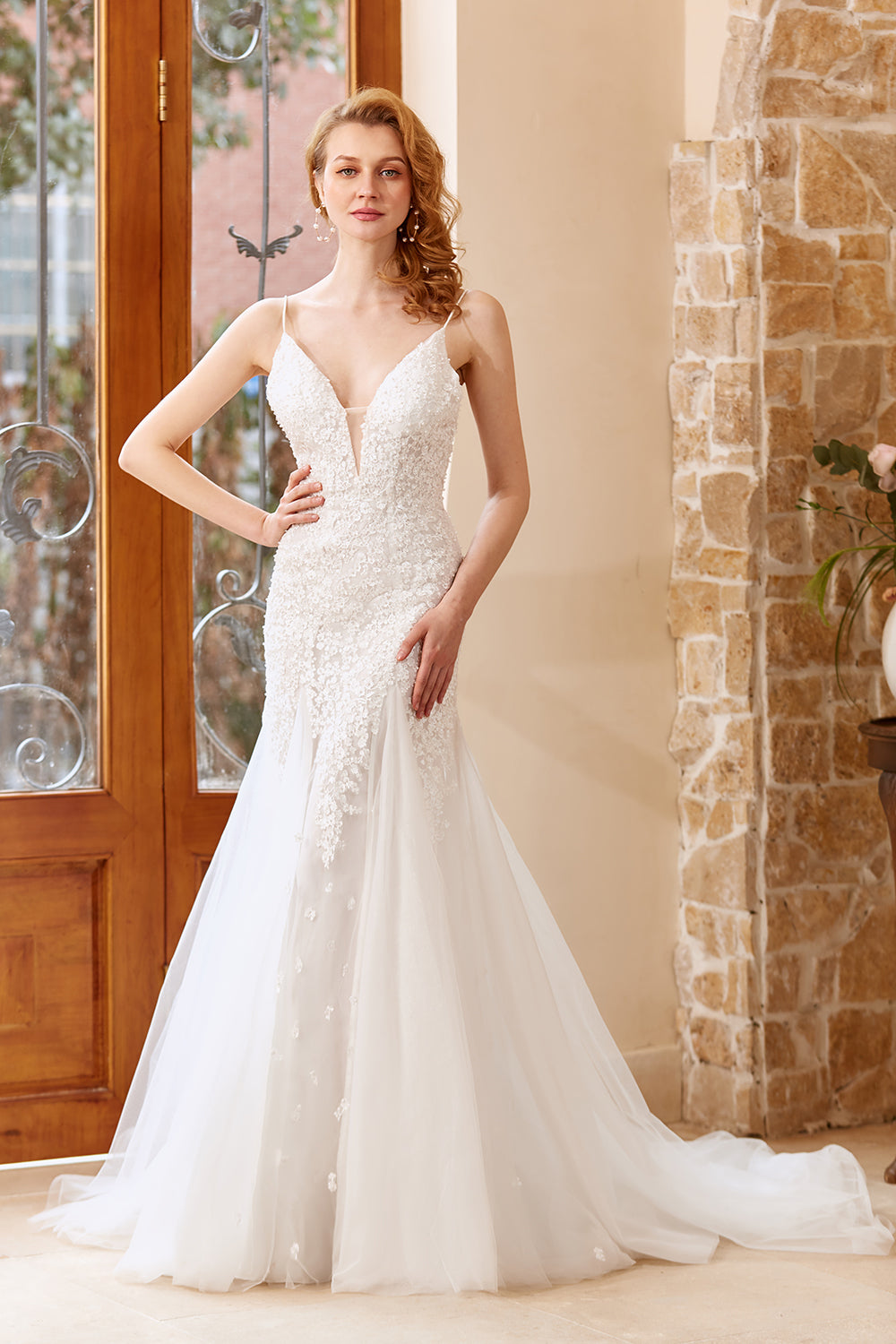 Mermaid Chruch Sweep Train Abito da sposa