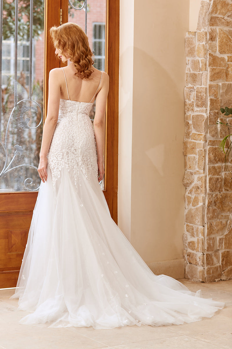 Carica l&#39;immagine nel visualizzatore di Gallery, Mermaid Chruch Sweep Train Abito da sposa