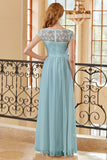 A Line Sweetheart Sky Blue Abito Lungo in Pizzo