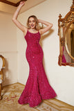 Hot Pink Sequin Mermaid Plus Size Prom Dress con Lac-up Back