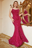 Hot Pink Sequin Mermaid Plus Size Prom Dress con Lac-up Back