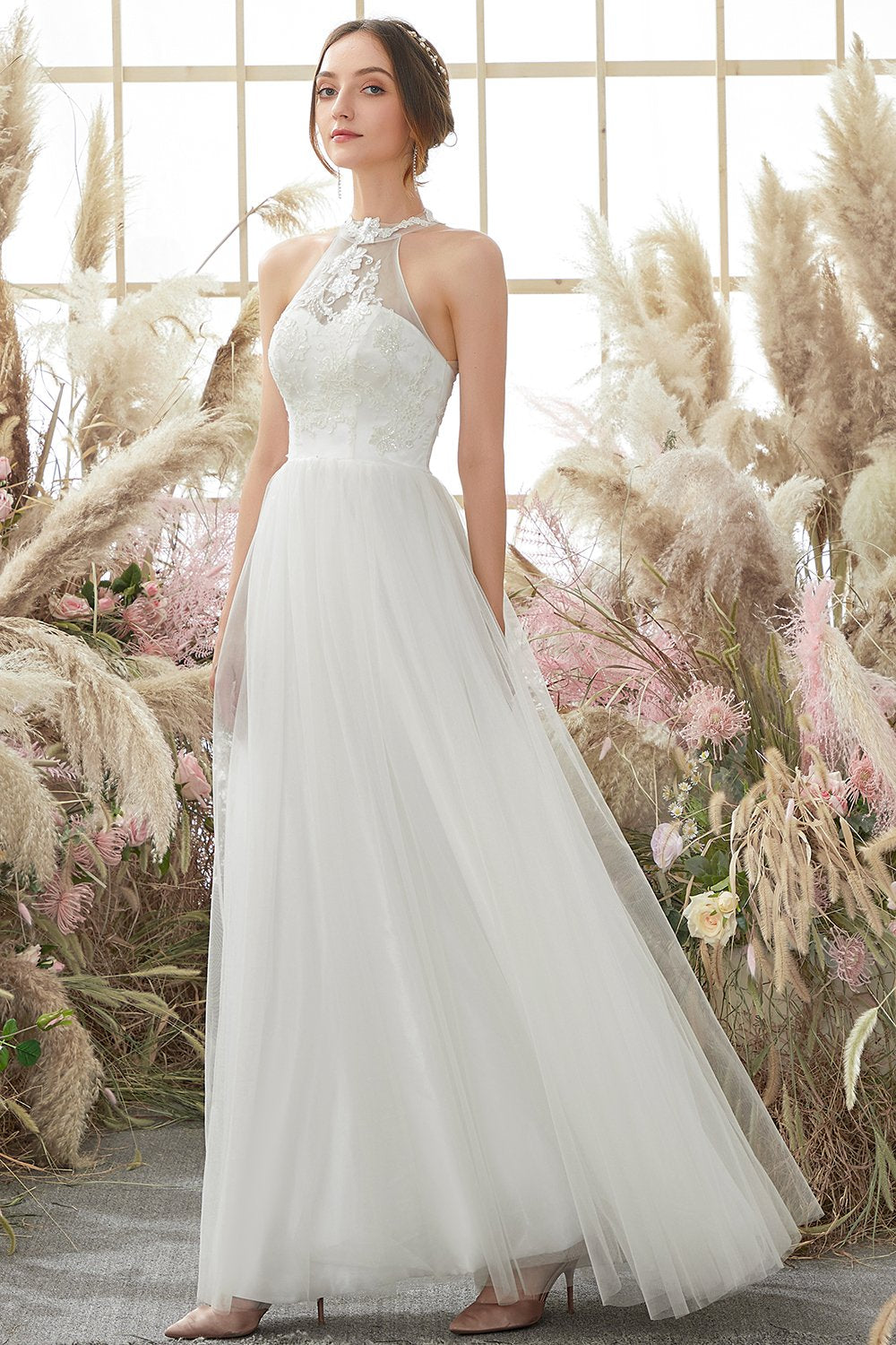 Abito da sposa bianco halter collo