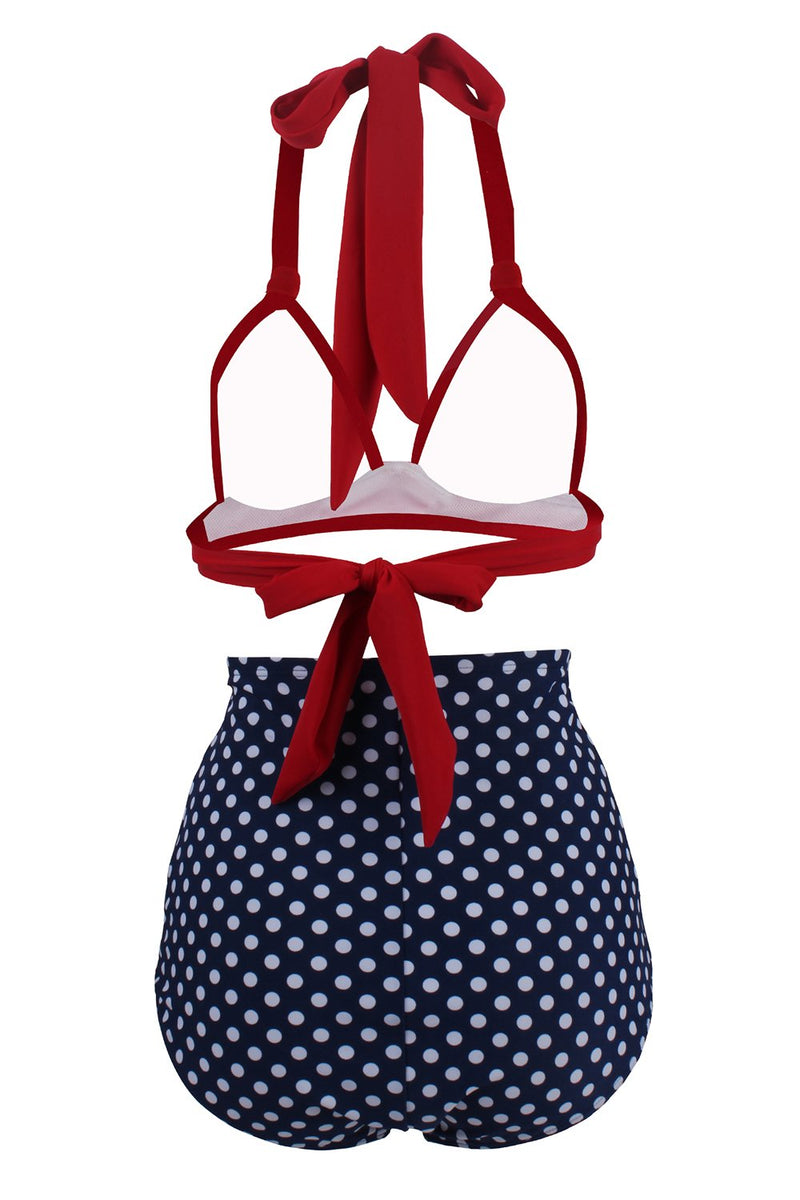 Carica l&#39;immagine nel visualizzatore di Gallery, Polka Dots Halter Bikini Costumi da bagno