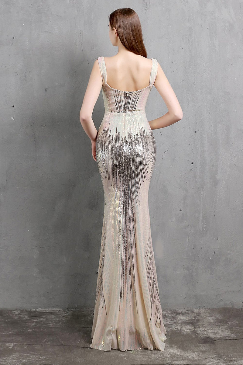 Carica l&#39;immagine nel visualizzatore di Gallery, Abito da ballo con paillettes a paillettes d&#39;oro