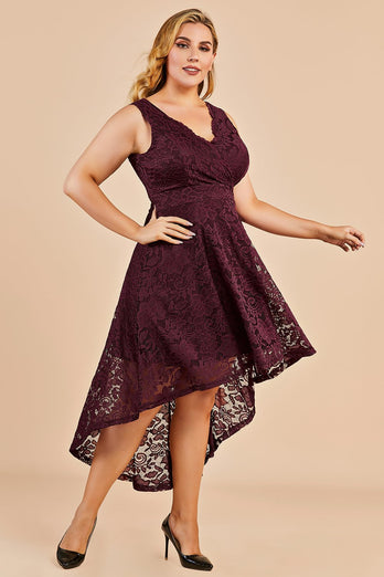 Abito high low Burgundy Lace Plus Size