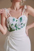 Carica l&#39;immagine nel visualizzatore di Gallery, Sirena bianca Backless Sweep Train Abito da sposa con applicazioni