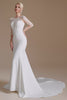 Carica l&#39;immagine nel visualizzatore di Gallery, Sirena bianca maniche lunghe Sweep Train Abito da sposa con pizzo