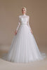 Carica l&#39;immagine nel visualizzatore di Gallery, Bianco A-Line Collo alto maniche lunghe Abito da sposa con pizzo