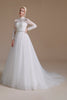 Carica l&#39;immagine nel visualizzatore di Gallery, Bianco A-Line Collo alto maniche lunghe Abito da sposa con pizzo