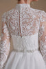 Carica l&#39;immagine nel visualizzatore di Gallery, Bianco A-Line Collo alto maniche lunghe Abito da sposa con pizzo