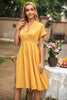 Carica l&#39;immagine nel visualizzatore di Gallery, Abito vintage giallo elegante con scollo a V