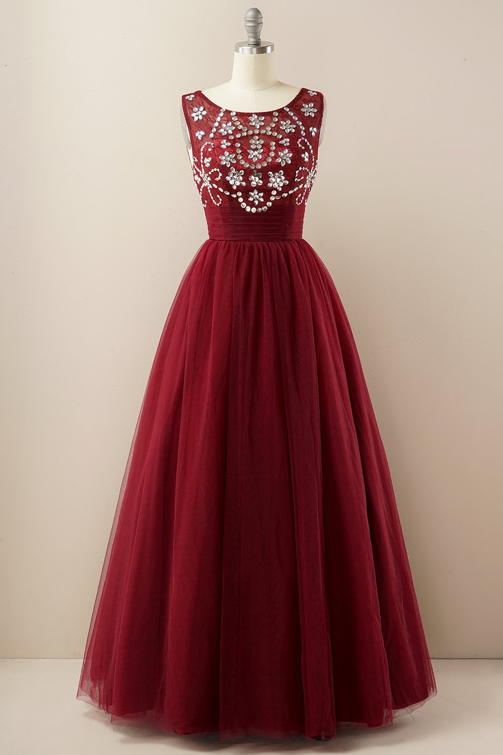 Abito da ballo in tulle bordeaux