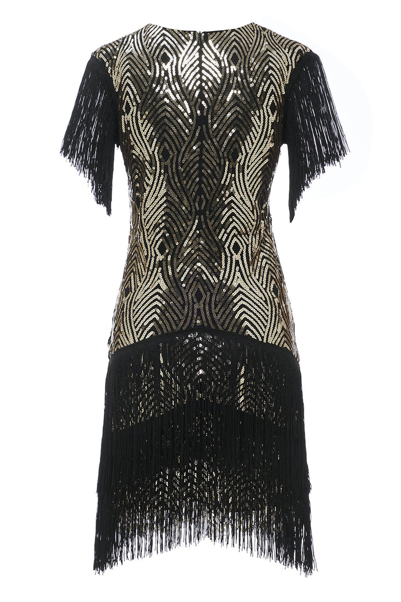 Carica l&#39;immagine nel visualizzatore di Gallery, Abito nero verde 1920 con paillettes