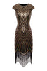 Carica l&#39;immagine nel visualizzatore di Gallery, Champagne paillettes scintillanti gatsby abito anni &#39;20 con nappa
