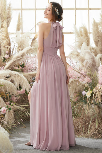 Abito da damigella d'onore Halter Pleated Chiffon