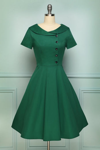 Green Button Dress - ZAPAKA
