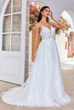 Avorio Criss-Cross Straps Back A-Line Tulle Abito da sposa